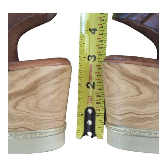 Brown Leather Wedge Heel Sandal Platform Wood Look EU 40 Milianias Comfort Shoes - Picture 8 of 16